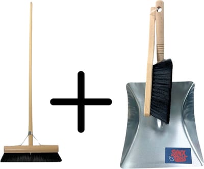 Synx Tools binnen bezem 40cm Met Handveger en blik bezemset - Zwart - bezem en blik - Stoffer en blik - Paardenhaarmix - Zaalveger - Veger en blik - Schoonmaakartikelen