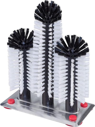 Spoelborstels Glas - Afwasborstel Set - Glazen Reinigen - Stabiele Zuignap Plaat - 18-24-18 cm - Wit