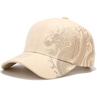 Print Chinese Draak Mannen Baseballpetten Totem Geloof Vrouwen Katoenen Snapback Hoed Buiten Zonbescherming Gorras Trucker Cap beige