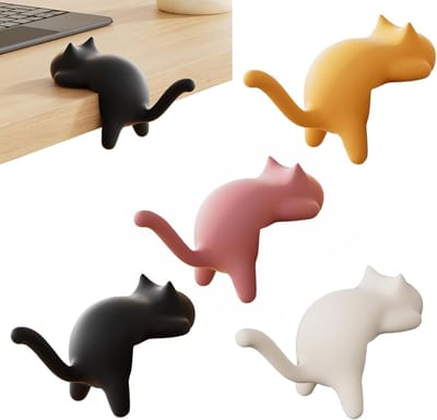 Kattenhaak Set van 4 - ABS Bureauhaak voor Sleutels en Oordopjes - Schattige Dieren Haak voor Tas en Koptelefoon