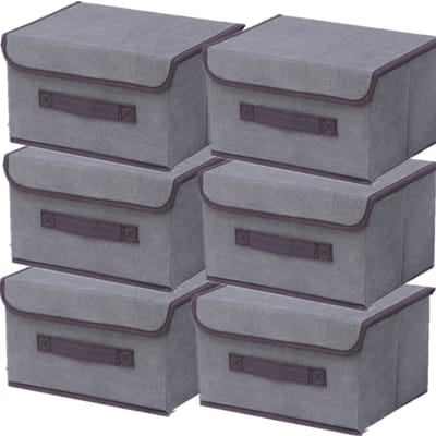 Dailygoody - Opvouwbare opbergdozen - Kledingorganizer - 6 stuks - Grijs - Opbergdozen met deksel - Perfect voor speelgoed en kleding - Ideaal voor ka...