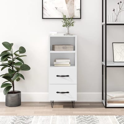 Dressoir - Kast Lade - Opbergen Woonkamer - Hoogglans Afwerking - 34.5x34x90 cm - Wit