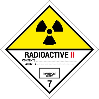 ADR klasse 7.2 radioactieve stoffen bord | gecoat dibond materiaal | 10 x 10 cm
