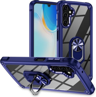 Coverup Hoesje - Geschikt voor Samsung Galaxy A16 5G Hoesje - Coverup ShockProof Transparant Ring Kickstand Back Cover - Blauw