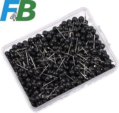F4B Zwarte Punaises – 500 Stuks – 10 mm – Voor Prikbord of Wereldkaart