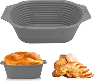Rijsmand voor brood - Zuurdesem mand - Brood bakken thuis - Opvouwbaar en flexibel - Ovaal - Grijs
