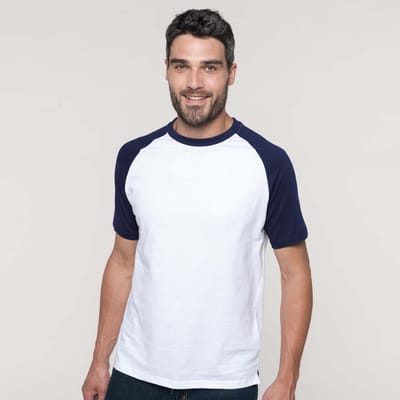 Kariban Herenshirt met korte mouwen Baseball T-Shirt (Zwart/Rood)