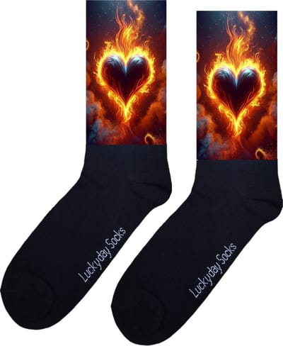 Hart - Opkikker - Grappige sokken - Valentijn cadeau - Verjaardagscadeau - Leuk cadeau - Sint cadeau - Leuke sokken - Vrolijke sokken - Cadeautje - Grappig cadeau - Kerst Sokken - Vaderdag - Moederdag - Kerstcadeau - Vuur - Socks maken Happy - 37-44