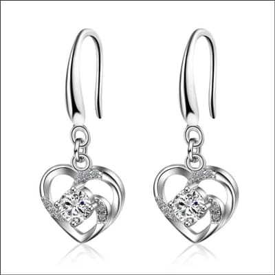 Aramat Jewels | Oorhangers | Sprankelende Zirkonia Hartjes Oorbellen | Transparant | |10mm | Zilver | Kinderen | Verkleurd niet