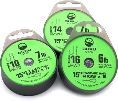Guru Onderlijn SMWG Standard Hair 15” (8 pcs) - Maat : Haak 10 - N-Gauge 0.22mm (9lb)