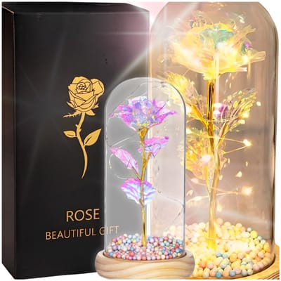 Zolta Serie - Led Glazen Roos - Roze - Decoratief Geschenk