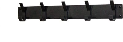 Marcellis - Kapstok - Wandkapstok met 5 haken + schroefset - staal - 70cm bij 12cm - mat zwart - T1