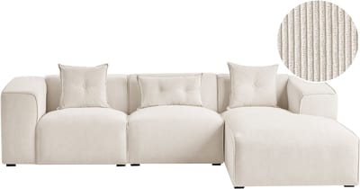 DOLVA - Hoekbank - Gebroken wit - Linkerzijde - 294 cm - Corduroy