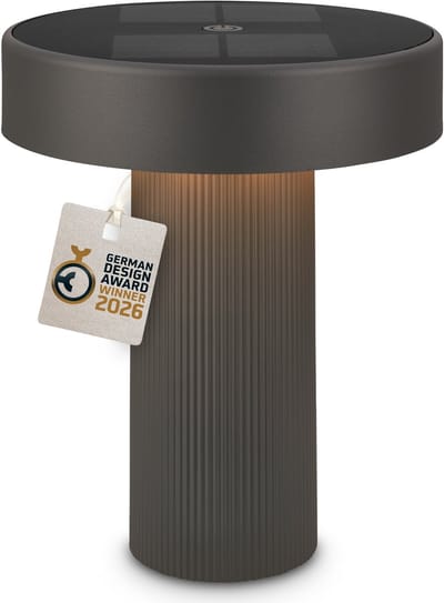 BRILONER Poga - Tafellamp oplaadbaar - dimbaar - zonneenergie buitenverlichting - warm wit licht - Ø16 cm - antraciet