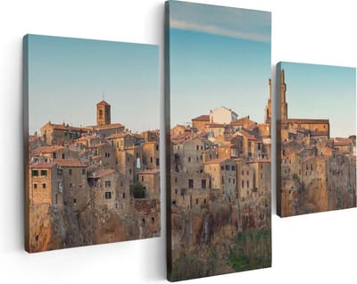 Artaza Canvas Schilderij Drieluik Oude Stad in Toscane, Italië - 90x60 - Foto Op Canvas - Canvas Print