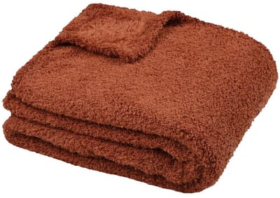 Stof Textiles Plaid/bankdeken Montreal - terracotta - 180 x 220 cm - harige polyester stof - 2 persoons