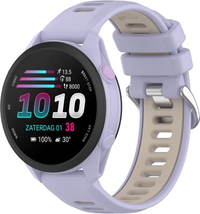 Stravo 22mm Quick Release Siliconen Sport Bandje – Geschikt voor Garmin Forerunner 255 / 265 / 935 / 945, Vivoactive 4, Venu 2 / 3 / 4 45mm, Samsung Galaxy Watch 3 45mm / Galaxy Watch 46mm en Huawei Watch GT 46mm – Paars / Starlight