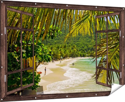 Gards Tuinposter Doorkijk Laguna - 180x120 cm - Tuindoek - Tuindecoratie - Wanddecoratie buiten - Tuinschilderij
