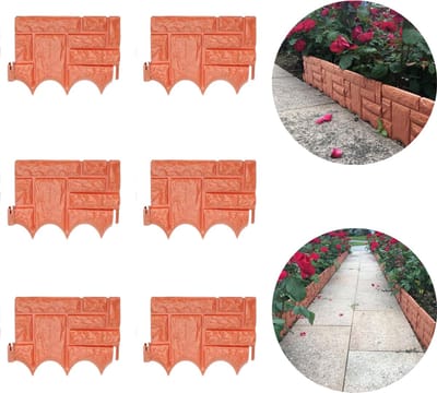 Vixson - Borderrand - Tuin Omheining - Tuinrand - Palissade - Gazonrand - Borderranden - 6 Stuks - Bruin (22,2 x 25,7cm) - TERRABARIC