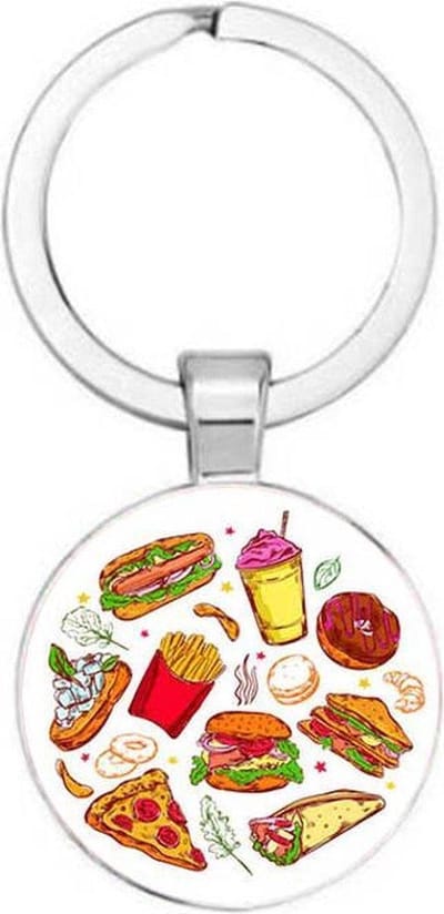 Akyol - Junkfood Sleutelhanger - Hamburger - Junkfood liefhebber - Leuk kado voor iemand die van junkfood houd - 2,5 x 2,5 CM