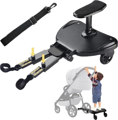 Staplank met zitting voor kinderwagen - Universeel buggy board - Kinderwagen accessoires - 2 tot 6 jaar - 25 kg meerijdplankje universeel