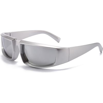 Y2K Sport Punk Zonnebril Kleurrijk Spiegel Stijlvolle Bril Vrouwen Mannen Luxe Designer Vierkante Goggle Zonnebril gray