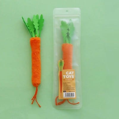 1 pc Jouet réaliste Céleri & Matatabi pour chat avec clochette, Jouet à mâcher durable pour animaux de compagnie Wooden Tianli Carrot Toy beige