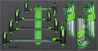 Sleutelset - Inbussleutel set - Klusserij & Onderhoud - 35-delig met T-handvat - 510 x 270 x 40 mm - Zwart