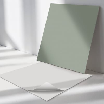 Wallfluent Vinyl Tegels - Kleur Grijsgroen Zelfklevende PVC Tegels - 30 cm x 30 cm - Uniform Vinyl Tegels - 9 stuks - Vierkant PVC Tegels - Patroon Plaktegels - Vinyl Vloer Tegels - Plaktegels Keuken en Badkamer