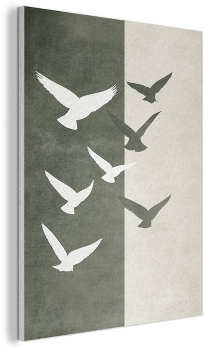 Akoestisch wandpaneel 30x40 cm - Vilt schilderij Japandi - Vogel - Groen - Akoestische panelen - Geluidsdempende wanddecoratie - Geluidsisolatie woonkamer - Muurdecoratie geluidspanelen