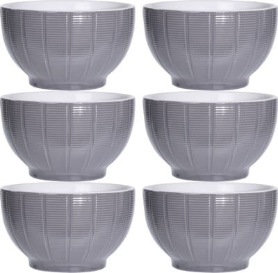 Excellent Houseware Soepkommen/serveer schaaltjes - 6x - Venice- keramiek - D14 x H8 cm - steengrijs