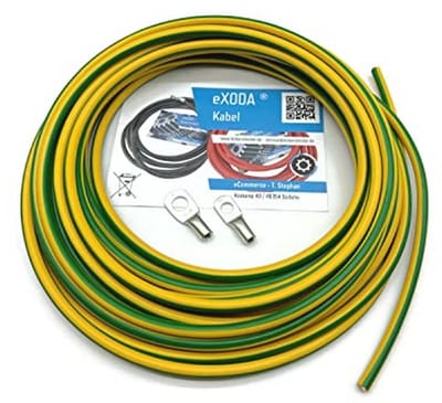Aardingskabel 10m 16 mm² Groen/Geel met Kabelschoenen M8 + M10