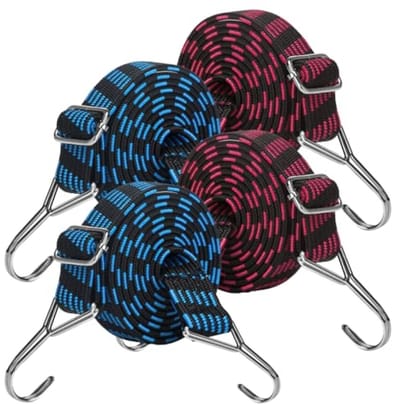 Set van 4 verstelbare elastische spanbanden met haken - 100 cm - extra sterk en duurzaam