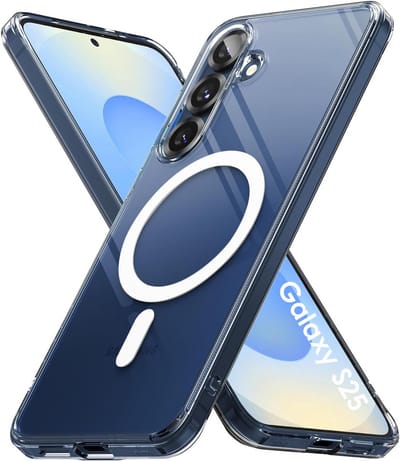 Samsung Galaxy S25 Hoesje backcover Shockproof siliconen Transparant met geïntegreerde magnetische cirkel