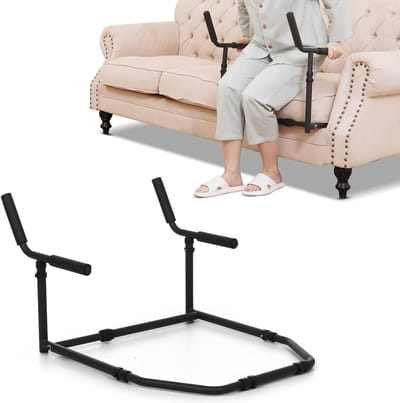 Opstahulp Bank - Hulp bij opstaan - Veilig Zitten en Staan - Verstelbare Y-handgreep - 57-70 cm breed - Zwart
