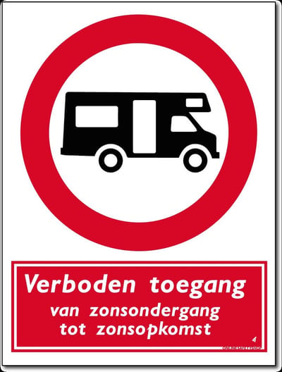 Verboden toegang voor campers bord - Forex - 30 x 40 cm - Weerbestendig