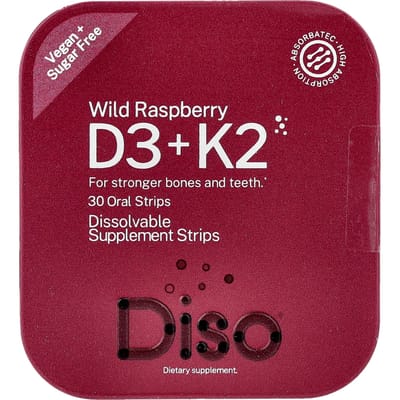 Diso, Vitamine D3 + K2, Framboise Sauvage, Bandes Orales, 30