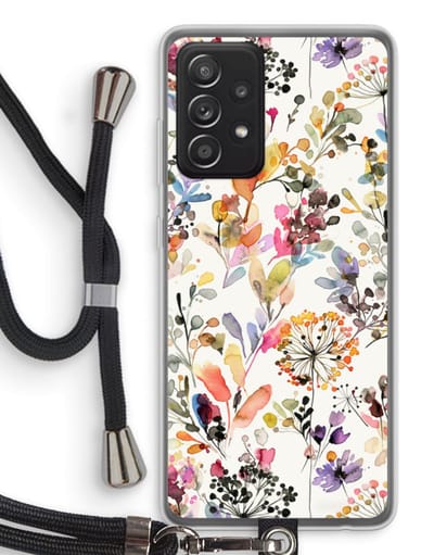 Hoesje met koord geschikt voor Samsung Galaxy A52 hoesje met Koord - Wilde grassen - Telefoonhoesje met Zwart Koord - Bescherming aan alle Kanten en Over de Schermrand