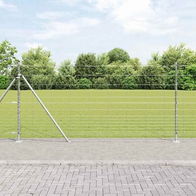 vidaXL - Gelast - Draadhek - met - Betonnen - Basis - 25 - x - 1,2 - m - Zilverkleurig