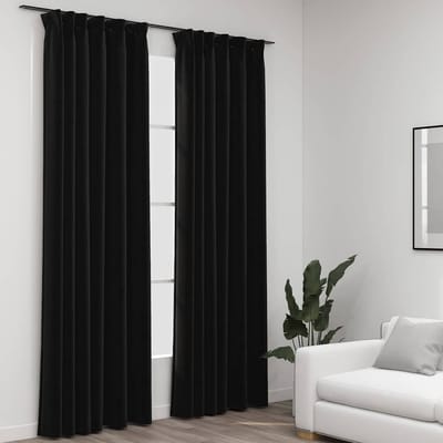 vidaXL - Gordijnen - linnen - verduisterend - haken - 2 - st - 140x225 - cm - antraciet