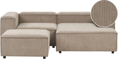ARDAL - Hoekbank met ottomaan - Lichtbruin - Linkszijdig - Corduroy