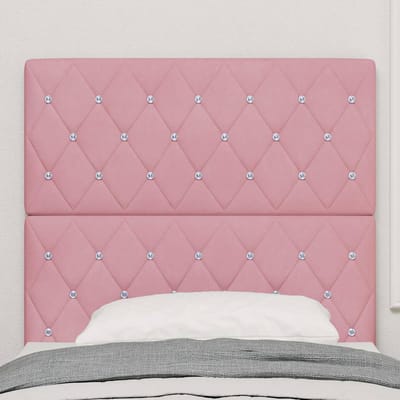 vidaXL - LED - Hoofdbord - met - LED-stripverlichting - Roze - 90 - cm - Fluweel