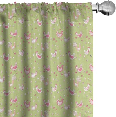 ABAKUHAUS Henne en Kuikens Voorhangen – 2x75x245 cm – Microvezel