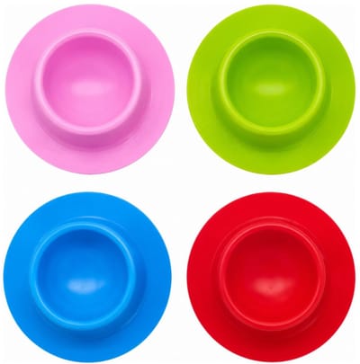 Bellatio Design Eierdopjes Rubber - set van 4x - multi kleuren - porselein - 9 x 2 cm - voor ontbijt/brunch/pasen