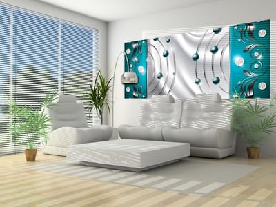 Blue Silver Abstract Modern Photo Wallcovering