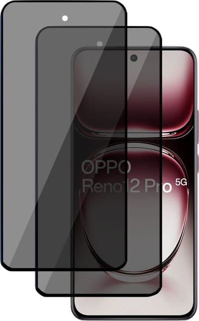 2x Privé Screenprotector geschikt voor OPPO Reno 12 / 12 Pro Screenprotector - Privacy Beschermglas - Privacy Proteqt+