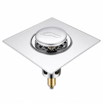 VHV Vloerafvoer 5 Stuks - Doucheputje RVS 9,8 x 9,8 cm - Afvoerputje met Druksluiting - Vloerputje met Uitneembaar Haarfilter - Douche Afvoer met Koperen Veerkern - Geurwerend Afvoerputje voor Badkamer en Natte Ruimtes