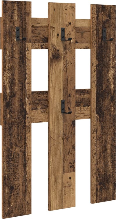 vidaXL - Wandgemonteerde - kapstok - Muurmontage - Oudhout - 65 - x - 3 - x - 100 - cm