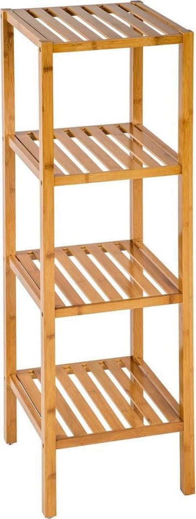 tectake® Houten Badkamerrek - 4 Etages van Bamboe - (4 Planken | 33x33x97cm | Nr. 401647)