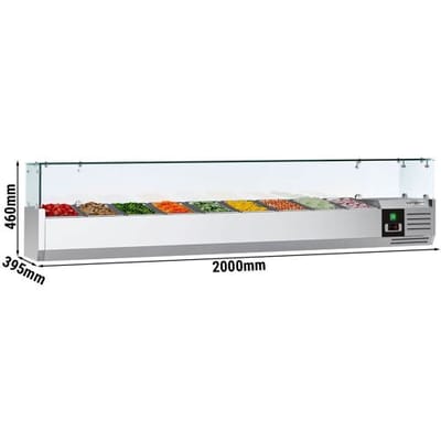 GGM Gastro Kühlaufsatzvitrine PREMIUM - 2000x395mm - 9x GN 1/3 Zilver